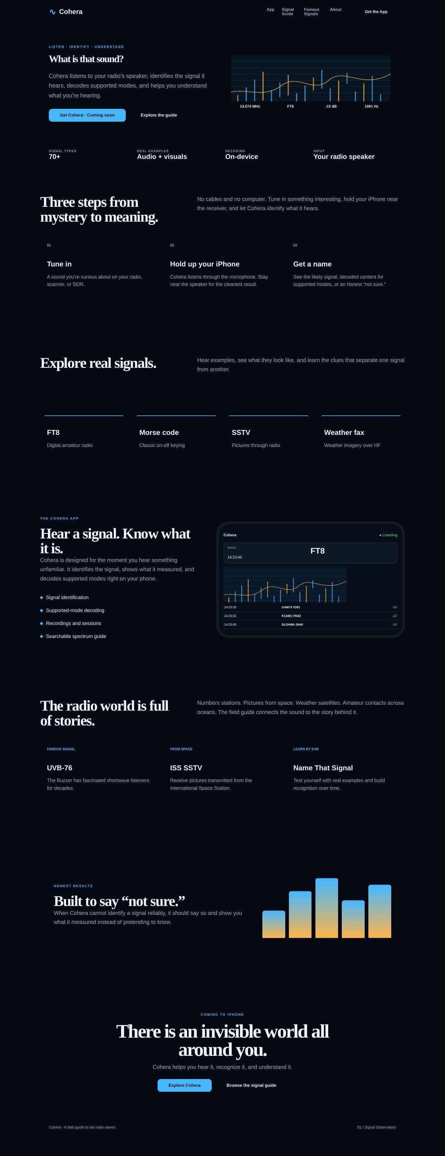 Full-page Cohera concept: Signal Observatory