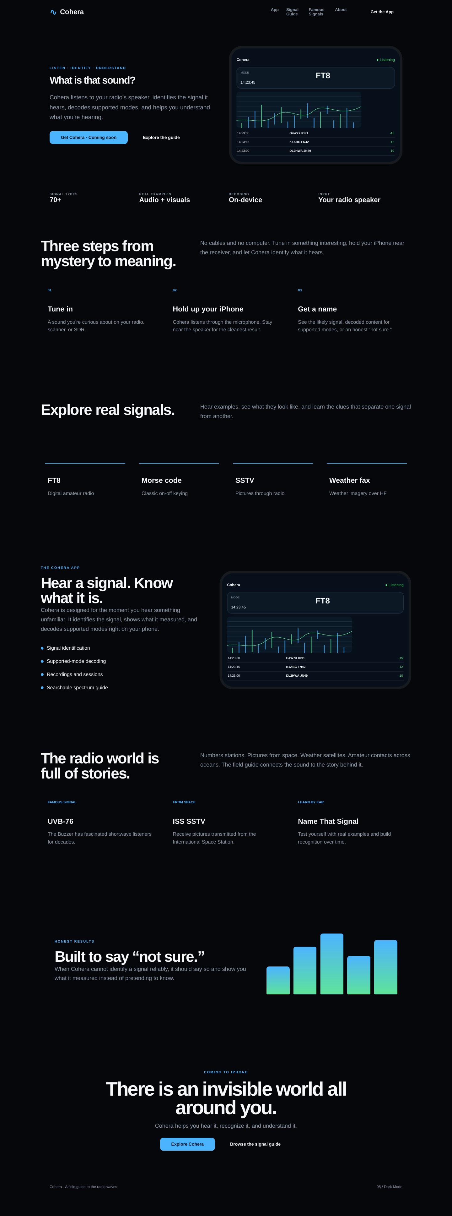 Full-page Cohera concept: Dark Mode
