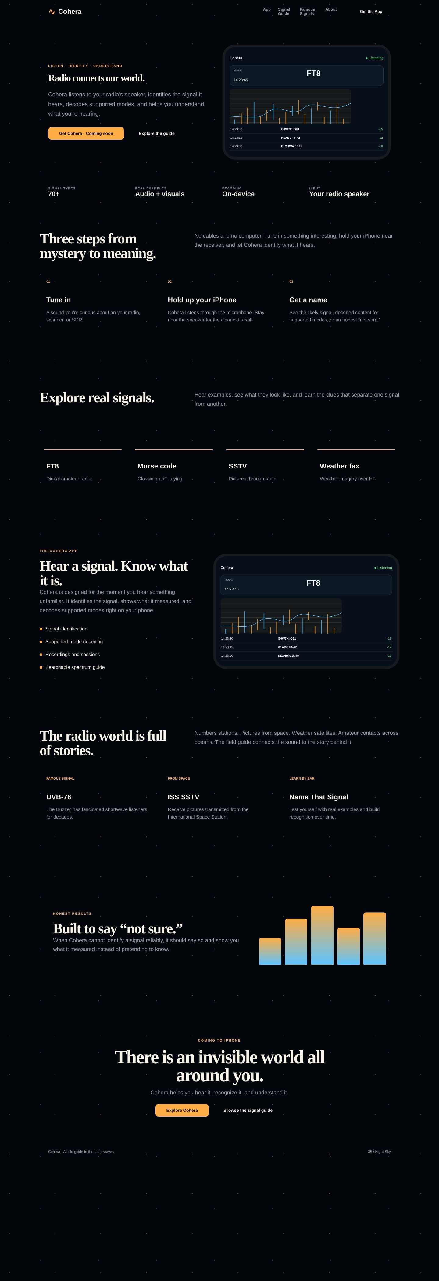 Full-page Cohera concept: Night Sky