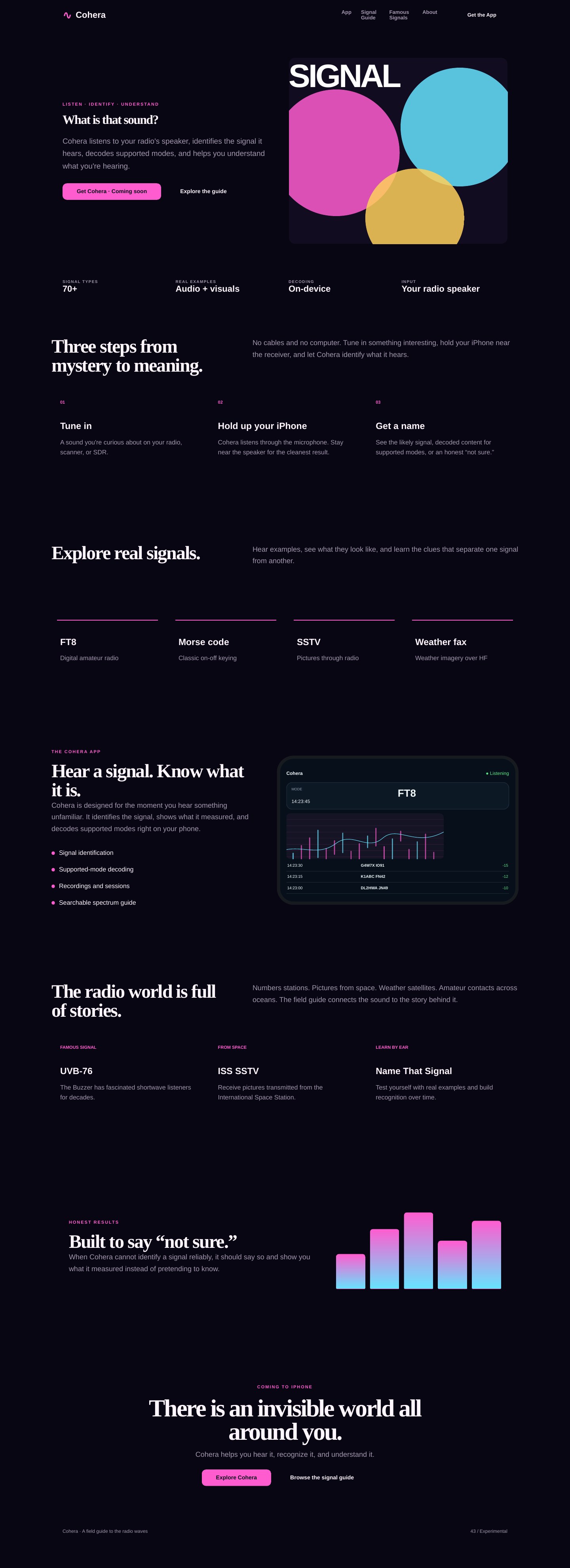 Full-page Cohera concept: Experimental